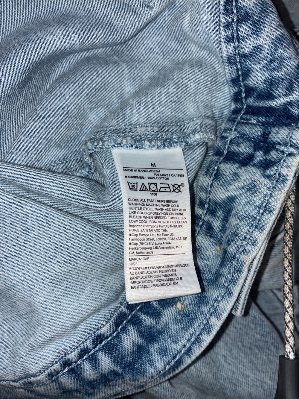 GAP Washed Drop-Shoulder Sleeves Pure Cotton Denim Jacket With Utility Pockets M - Picture 8 of 8